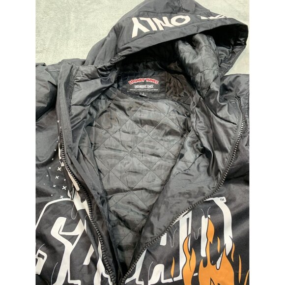 Looney Tunes Members Only Goon Squad Jacket Mens Large Black Hooded Windbreaker - Picture 11 of 16